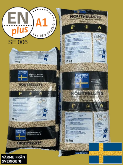 Træpiller 6mm ENplus A1 certificeret 26 x 16 kg.
