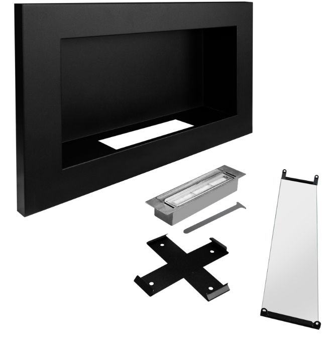 Biokamin BiokominkiGMT 650x400 Slim sort med glas, 1 stk.
