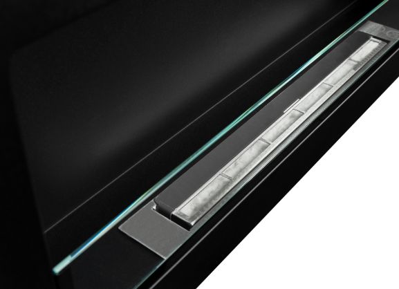 Biokamin BiokominkiGMT 900x400 SLIM Sort struktureret med glas 1 stk.