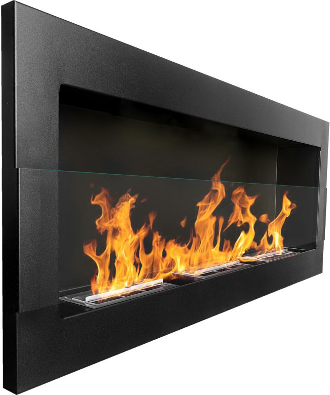 Vægmonteret biopejs med glas 1200 x 400 mm sort