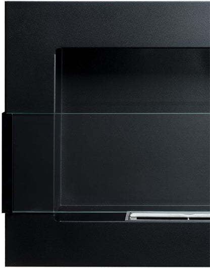 Vægmonteret biopejs med glas 1200 x 400 mm sort