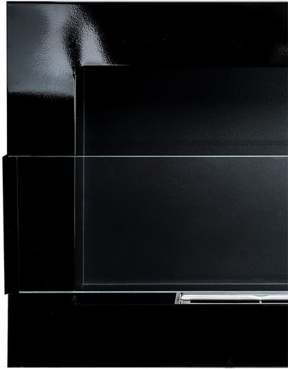 Hængende biopejs med glas 900 x 400 mm sort højglans
