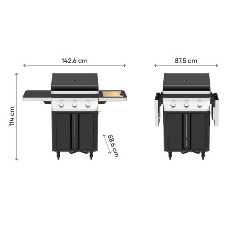 Gasgrill GoodHome Attaia med 3 brændere