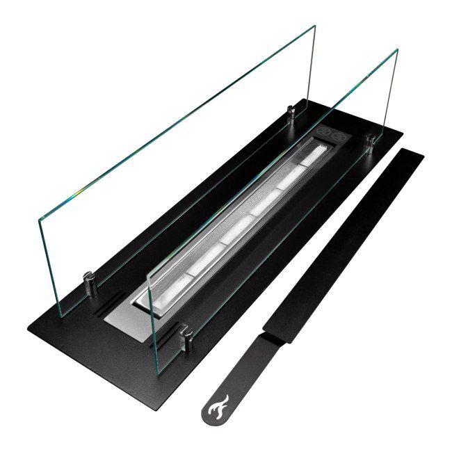 Indbygningsindsats 650 mm med glas i sort